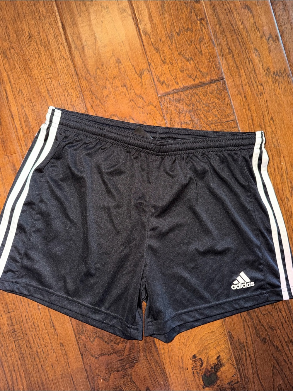 adidas Black Athletic Shorts with White Side Stripes